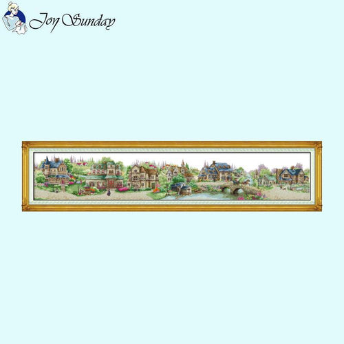 European Town Scenery Printed Cross Stitch Kit - AIMDIY
