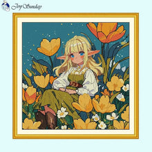 Load image into Gallery viewer, Flower Fairy Cartoon Cross Stitch Kit – Joy Sunday DIY Embroidery Set
