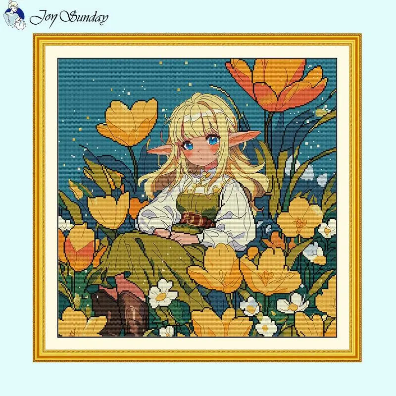 Flower Fairy Cartoon Cross Stitch Kit – Joy Sunday DIY Embroidery Set