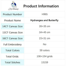 Load image into Gallery viewer, Hydrangea with Butterfly - DIY Floral Pattern Printed Cross Stitch - AIMDIY
