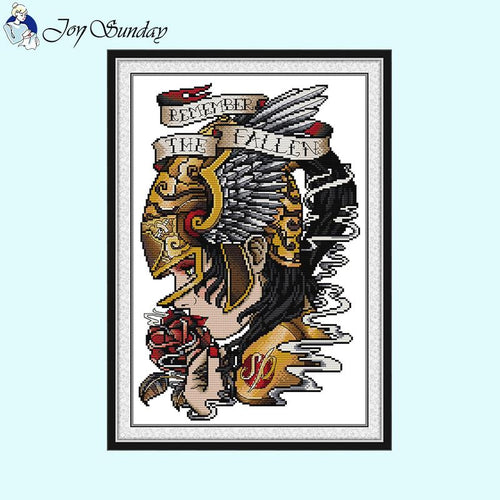 Joy Sunday Character Pattern Female Warrior Cross Stitch Kit - AIMDIY