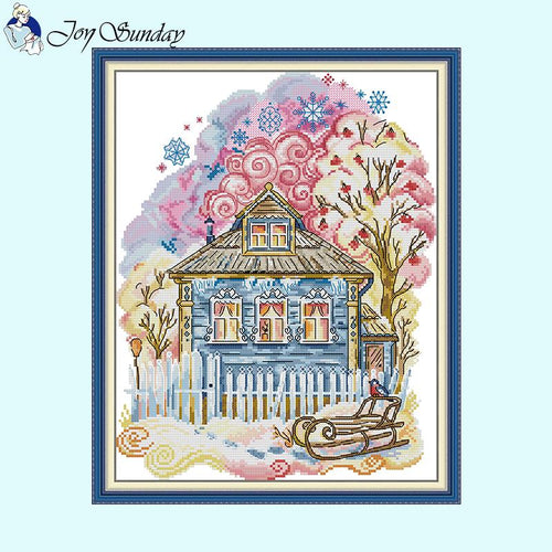 Joy Sunday Childhood Winter Scenery Pattern Cross Stitch - AIMDIY