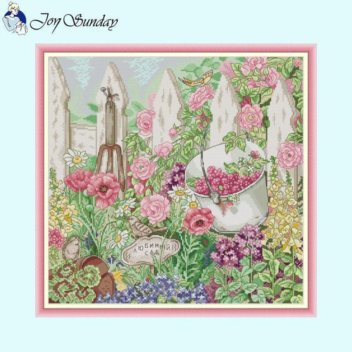 Joy Sunday Floral Cross Stitch Kit Garden Scenery - AIMDIY