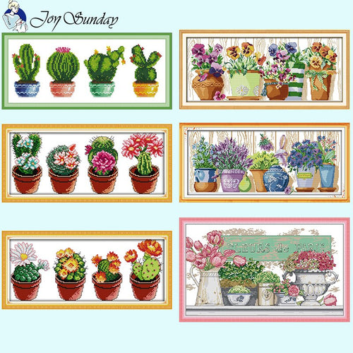 Joy Sunday Potted Cactus and Flowers - AIMDIY