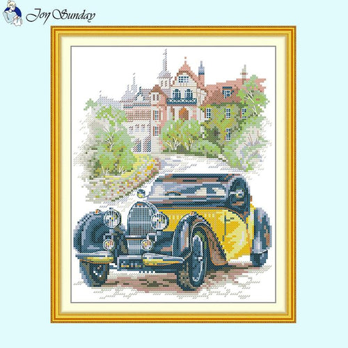 Joy Sunday DIY Yellow Classic Car Pattern Needlework - AIMDIY