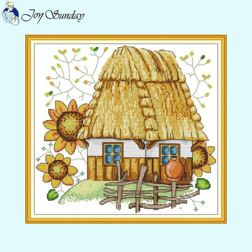 Joy Sunday Sunflower Cabin Pattern Cross Stitch Kit - AIMDIY