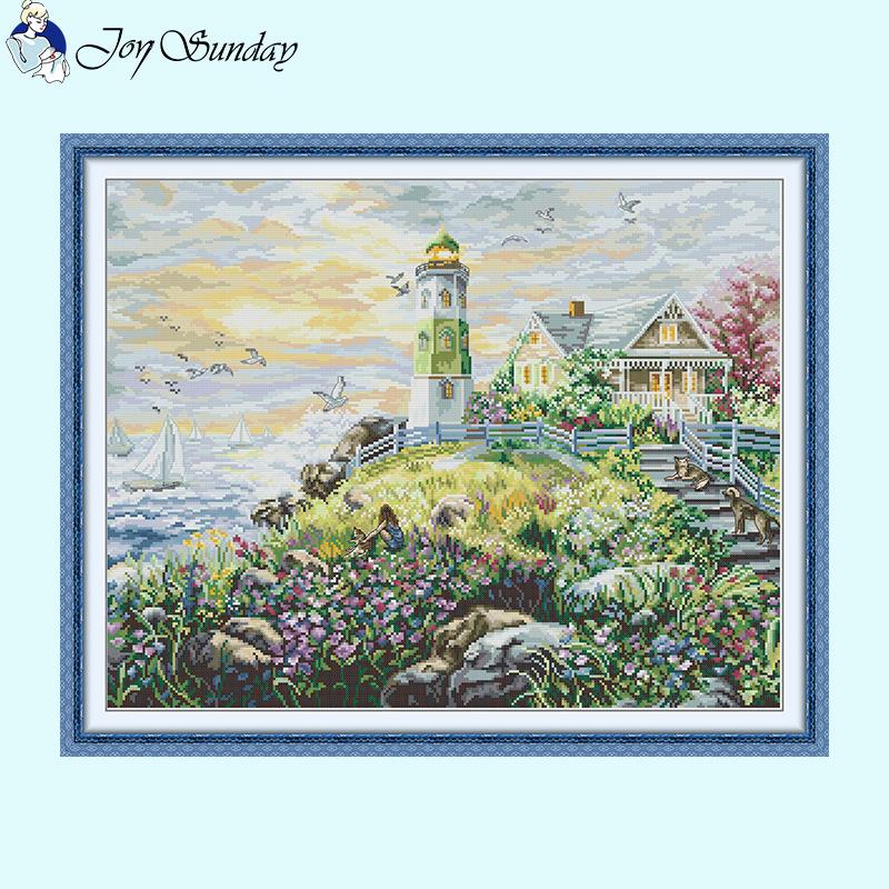 Lighthouse by the Sea Joy Sunday Scenery Needlework Kit - AIMDIY