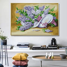 Load image into Gallery viewer, Lilac Flower Floral Pattern Cross Stitch Sewing Kit - AIMDIY

