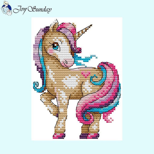 Magic Unicorn Cartoon Animal Pattern Cross Stitc - AIMDIY