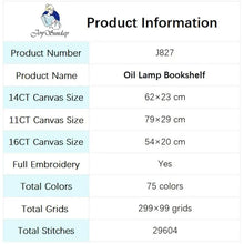 Load image into Gallery viewer, Oil Lamp &amp; Bookshelf Still Life Cross Stitch Kit - Vintage Motif DIY Embroidery Set for Adults &amp; Beginners
