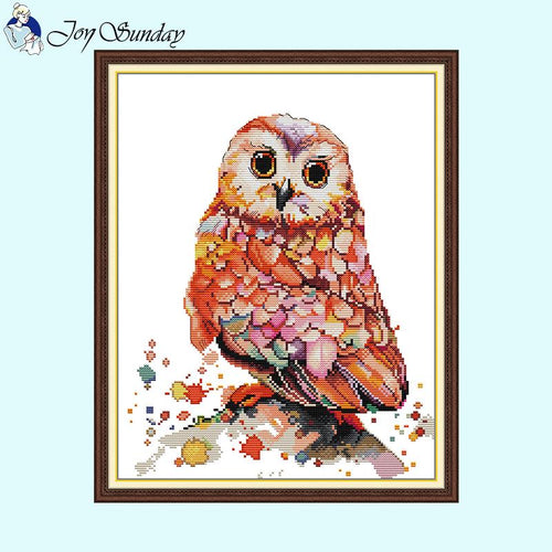 Pink Owl Joy Sunday Counted Cross Stitch - AIMDIY