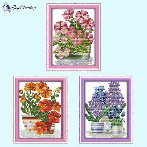 Potted Flower DIY Floral Pattern Cross Stitch Kits - AIMDIY