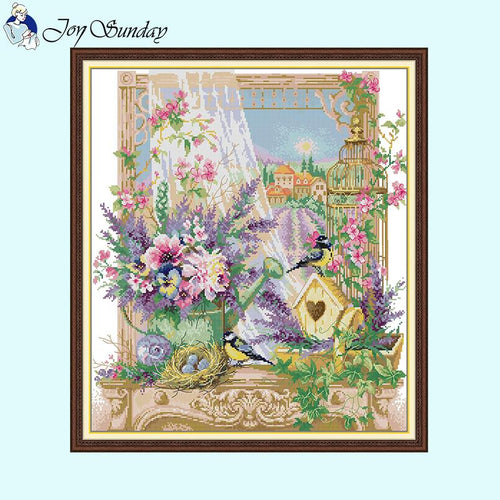Provencal Flower Pattern Stamped Cross Stitch Kit - AIMDIY