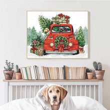 Load image into Gallery viewer, Red Car Christmas Cross Stitch Kit
