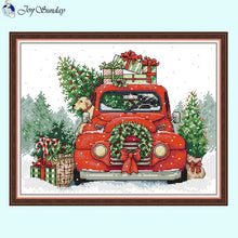 Load image into Gallery viewer, Red Car Christmas Cross Stitch Kit
