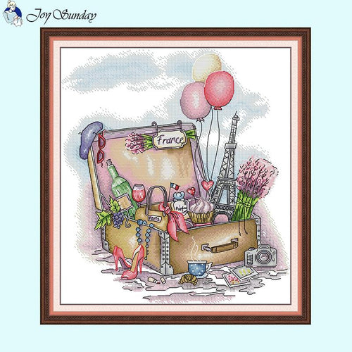 Return from a trip to France DIY Hand Cross Stitch Kit - AIMDIY