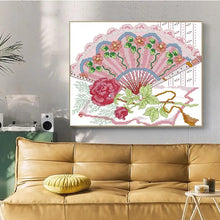 Load image into Gallery viewer, Rose Flower Fan DIY Cross Stitch Embroidery Kits - AIMDIY
