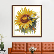 Load image into Gallery viewer, Sunflowers and Bees Cross Stitch Kit - Vintage Garden Embroidery
