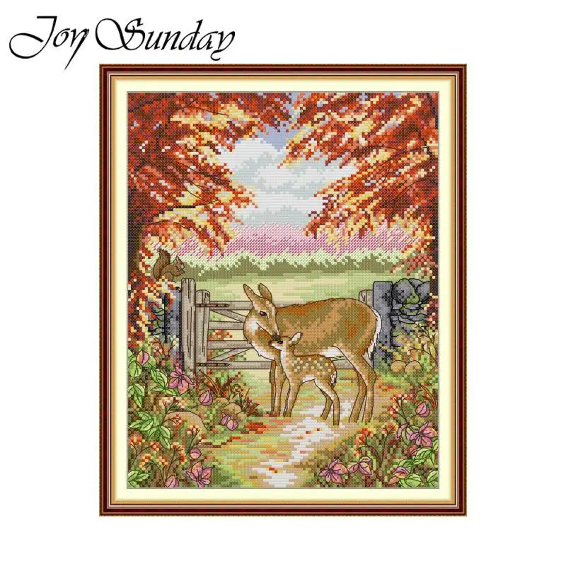 The Fawn Cross Stitch Kit – Joy Sunday Printed 11CT/14CT/16CT Aida Fabric DIY Embroidery for Home Decor