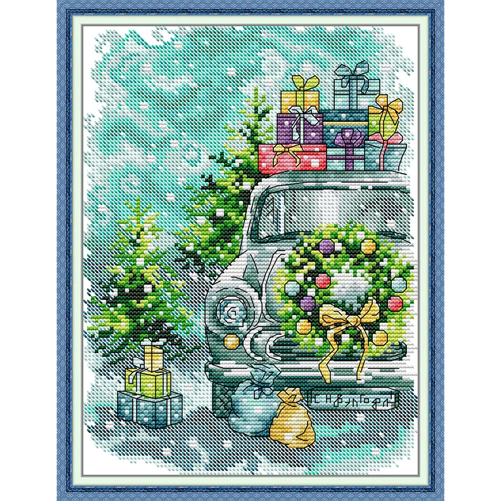 Joy Sunday Christmas Style Cross Stitch Kit – 11CT/14CT/16CT HD Pattern DIY Embroidery for Home Decor