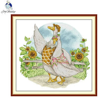 Load image into Gallery viewer, Joy Sunday Honeymoon Duck Couple Cross Stitch Kit – Printed Aida 11CT/14CT/16CT DIY Gift Set
