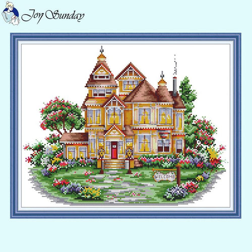 Scenery  Garden Villa Pattern    Counted Stamped  Needleworks - AIMDIY