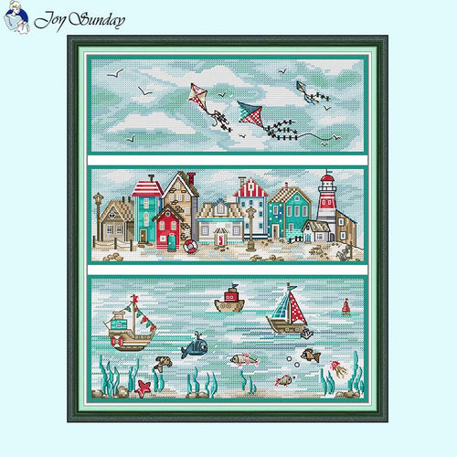 Sea Land and Air Scenery Painting Cross Stitch Kit - AIMDIY