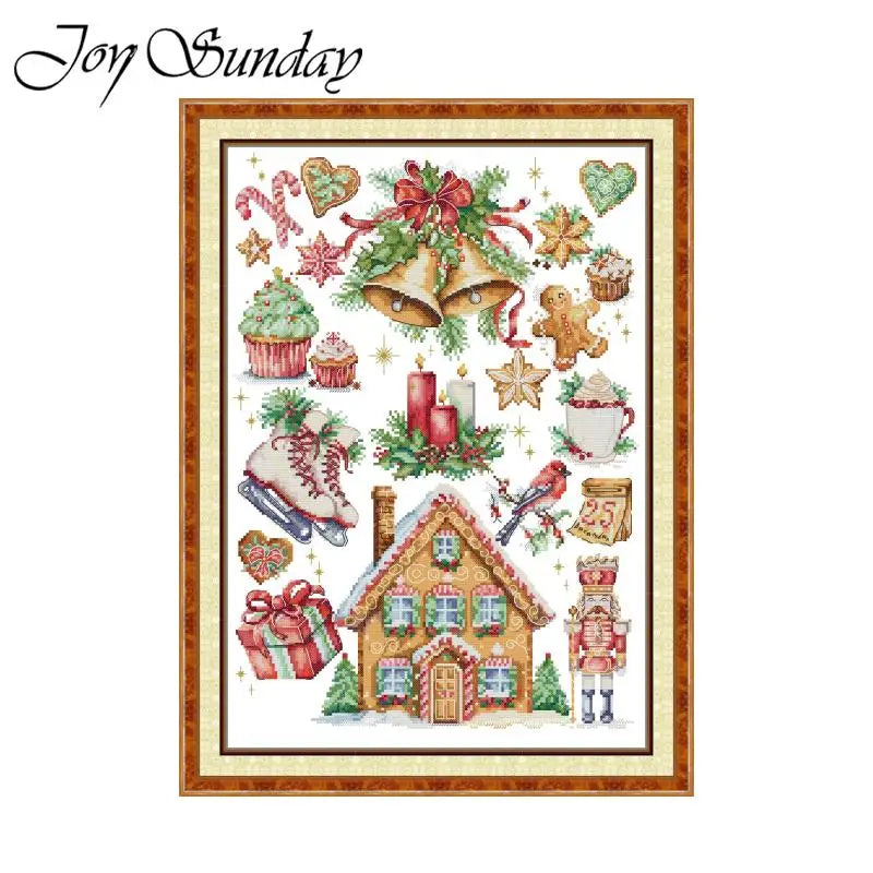 Welcome Cross Stitch Kit – Joy Sunday Style Printed 11CT/14CT/16CT Aida Fabric DIY Embroidery for Home Decor