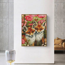 Load image into Gallery viewer, Two Little Foxes Joy Sunday Animal Cross Stitch Kits - AIMDIY
