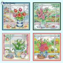 Load image into Gallery viewer, Vase On The Windowsill  Joy Sunday Stamped - AIMDIY
