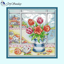 Load image into Gallery viewer, Vase On The Windowsill  Joy Sunday Stamped - AIMDIY
