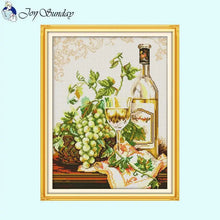 Load image into Gallery viewer, Joy Sunday Cross Stitch Kits Wine Bottle Pattern
