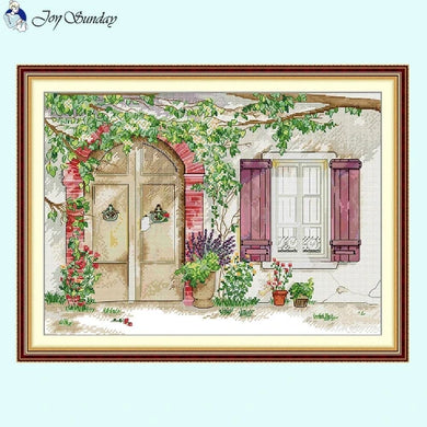 Afternoon Patio Scenery Cross Stitch Kit – DIY Needlework for Home Decor