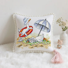 Load image into Gallery viewer, Handmade Pin Cushion DIY Embroidery Set – Beach – Joy Sunday Mini Cross Stitch 16×14cm
