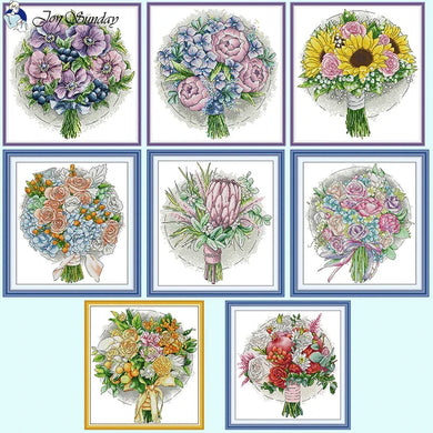 Bouquet Floral Cross Stitch Kit - DIY Embroidery Kit for Beginners