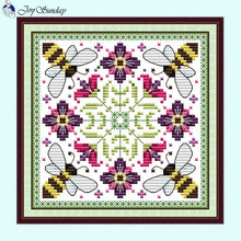 Load image into Gallery viewer, Busy Bee Joy Sunday Cartoon Cross Stitch Kit with Stamped Canvas for Handmade Embroidery
