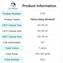 Load image into Gallery viewer, Yellow Daisy &amp; Windmill Cross Stitch Kit – Joy Sunday DIY Floral Embroidery for Home Décor &amp; Gifts
