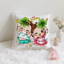 Load image into Gallery viewer, Lucky Baby Cross Stitch Pin Cushion Kit – DIY Embroidery with PP Cotton Filling for Beginners | Cute Animal Craft Kit
