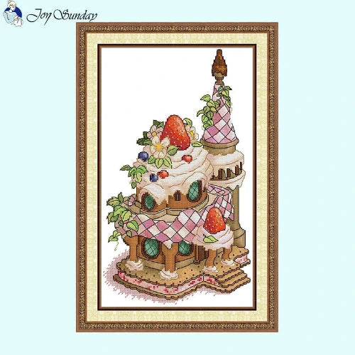 Gingerbread Castle Cross Stitch Kit – DIY Festive Embroidery for Christmas Decor