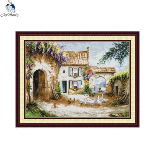 DIY Homestead Landscapes 11CT printed cross stitch kit