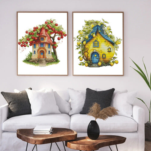 Joy Sunday Cottage Series cross stitch kit with printed Aida and scenic countryside embroidery pattern