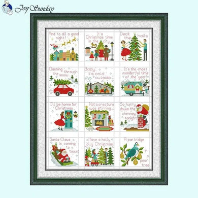 Joyful Christmas Holidays Cartoon Cross Stitch Kit for DIY Holiday Decor