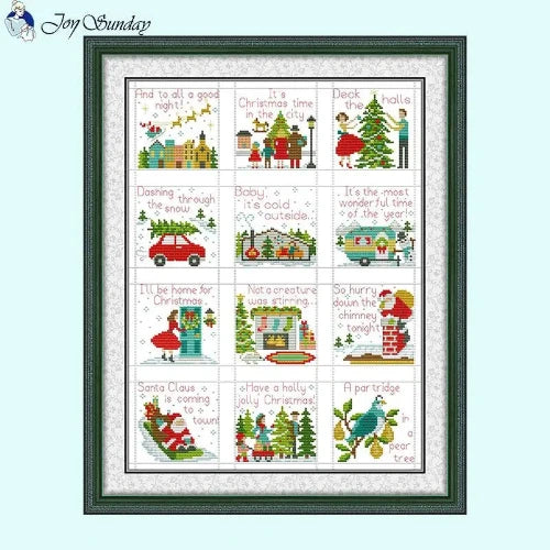 Joyful Christmas Holidays Cartoon Cross Stitch Kit for DIY Holiday Decor