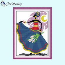 Load image into Gallery viewer, Joy Sunday cross stitch kit with African pattern close-up
