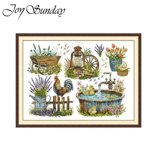 Finished Joy Sunday Garden Accessories Cross Stitch Embroidery