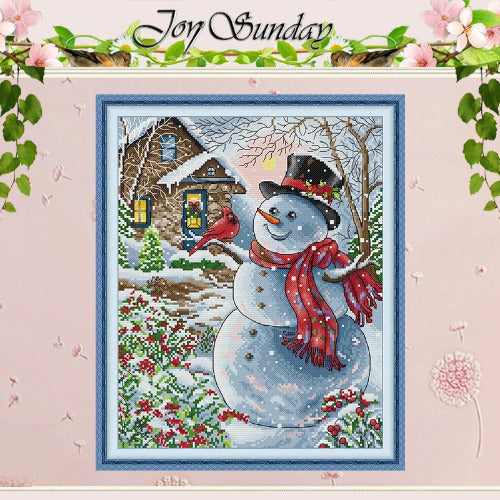 Snowman Cartoon Patterns 11CT printed cross stitch kit