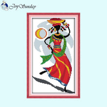 Load image into Gallery viewer, African Style Joy Sunday Cross Stitch Kit – Tribal Embroidery Design
