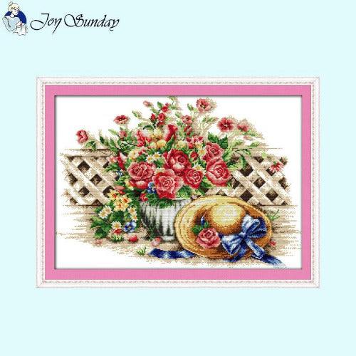 Warm Flower Hat Cross Stitch Kit – Main View