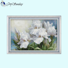 Load image into Gallery viewer, Main image of White Iris DIY Floral Cross Stitch Kit
