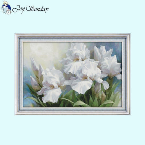 Main image of White Iris DIY Floral Cross Stitch Kit